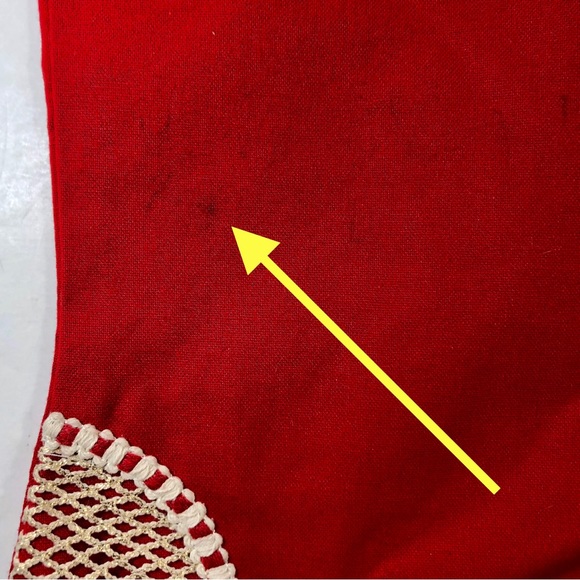 SLEIGH HILL TRADING CO. Christmas Stocking Red with Ecru Crochet Trim - Picture 6 of 10